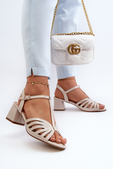 avec effet laqué Sandales à talons hauts élégantes Sergio Leone SK880 beige