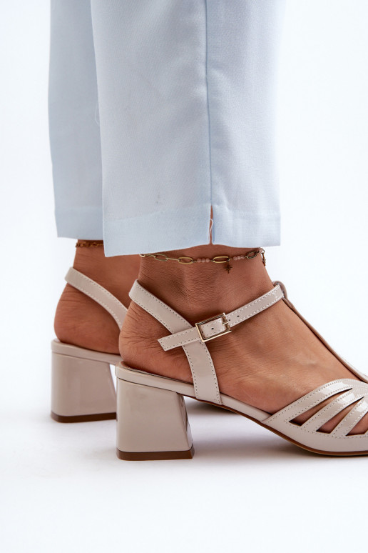 met lakeffect Elegante sandalen met hoge hak Sergio Leone SK880 beige met lakeffect Elegante sandalen met hoge hak Sergio Leone SK880 beige