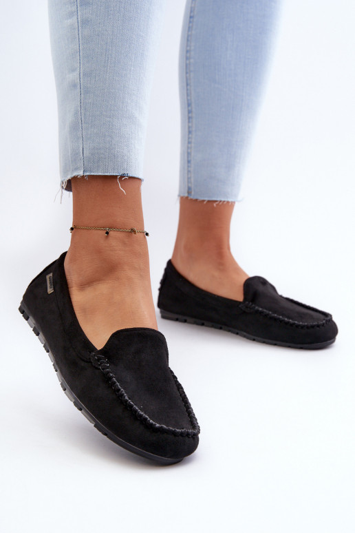 Mocassins pour femmes en Eco Suède Noir Amrutia