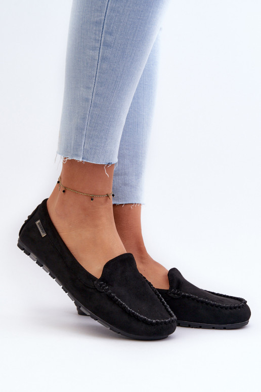 Mocassins pour femmes en Eco Suède Noir Amrutia