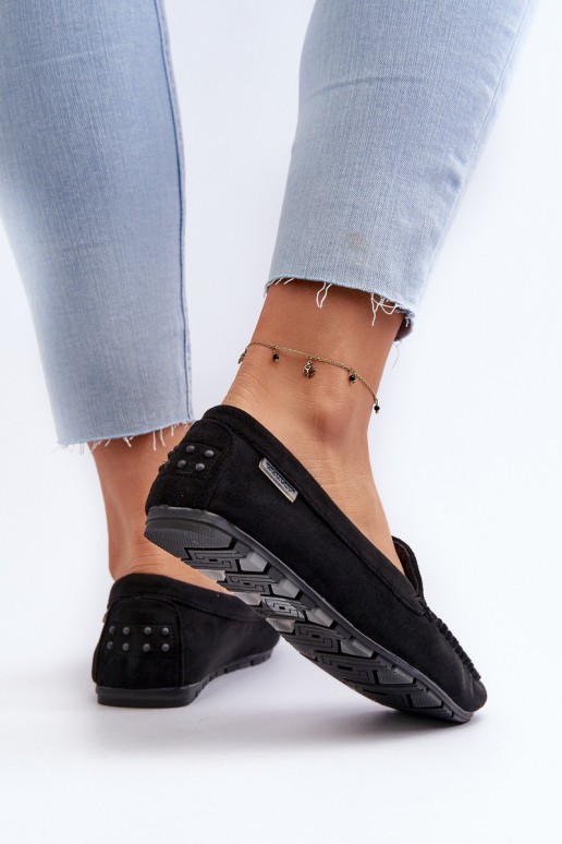 Mocassins pour femmes en Eco Suède Noir Amrutia Mocassins pour femmes en Eco Suède Noir Amrutia