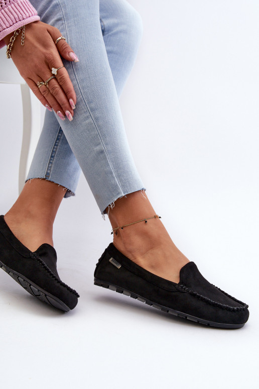 Mocassins pour femmes en Eco Suède Noir Amrutia