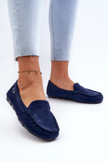 Mocassins en daim synthétique pour femmes, bleu foncé Amrutia