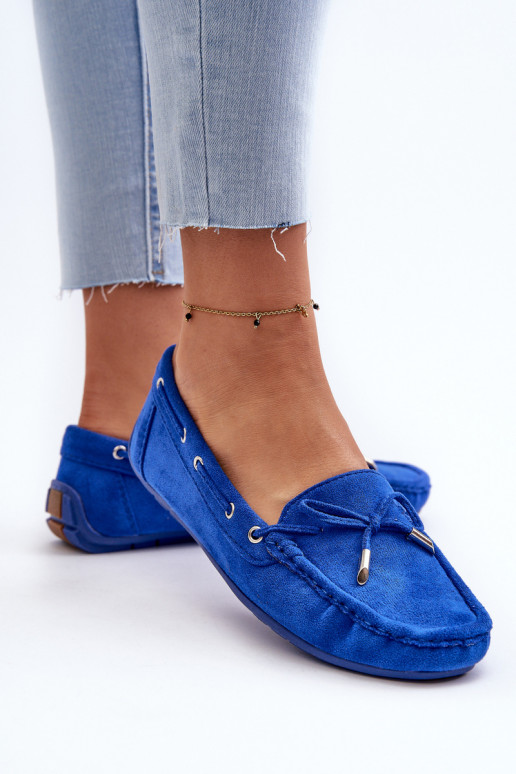 Mocassins élégants en daim bleu Si Passione Mocassins élégants en daim bleu Si Passione
