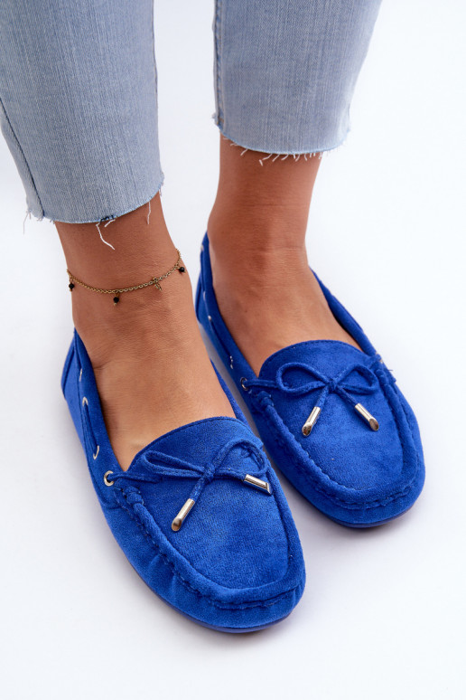 Mocassins élégants en daim bleu Si Passione Mocassins élégants en daim bleu Si Passione