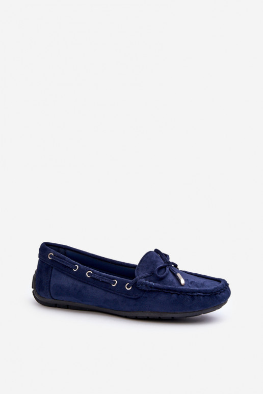 Mocassins élégants en daim bleu foncé Si Passione