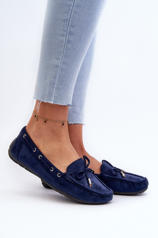 Mocassins élégants en daim bleu foncé Si Passione