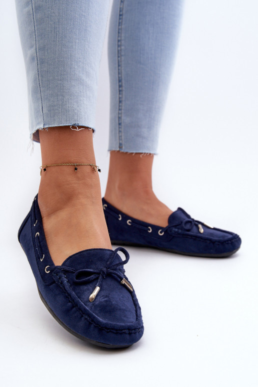 Mocassins élégants en daim bleu foncé Si Passione