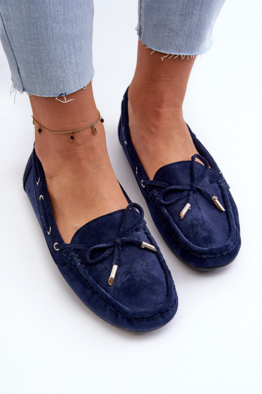 Elegante suède mocassins in donkerblauw Si Passione