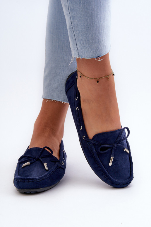 Mocassins élégants en daim bleu foncé Si Passione