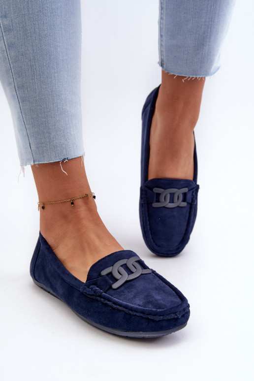 Mocassins en daim bleu foncé Rabell