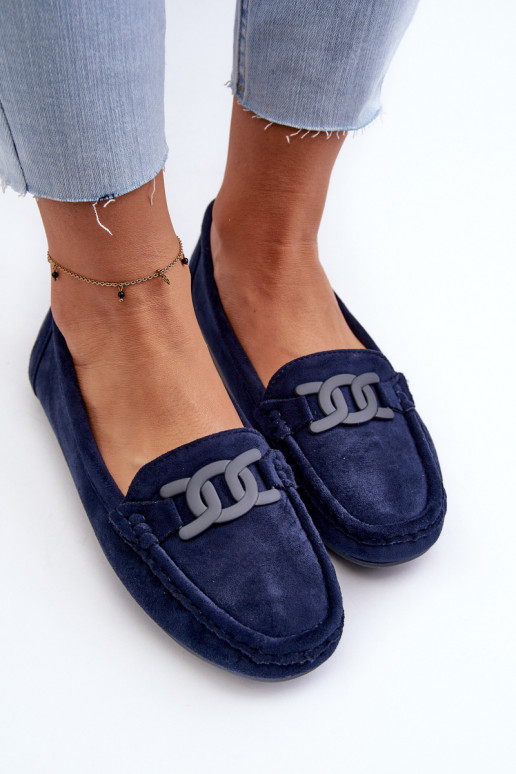Mocassins en daim bleu foncé Rabell