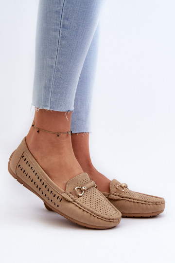 Mocassins femme ajourés avec ornements marron Kaydance