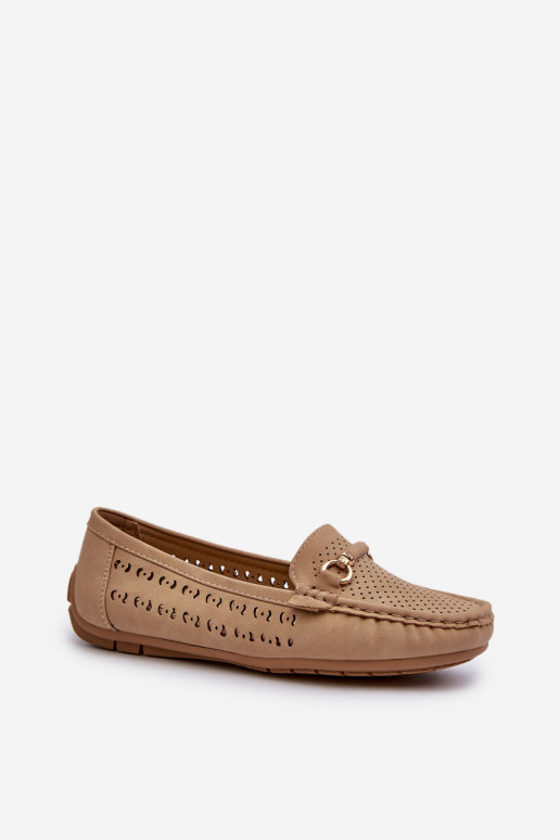 Mocassins femme ajourés avec ornements marron Kaydance