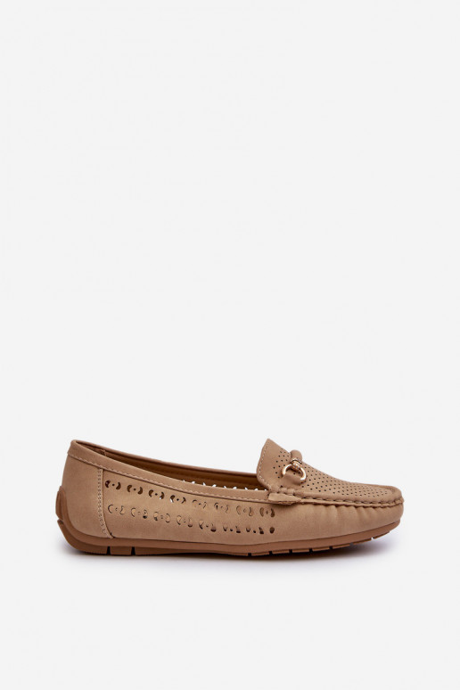 Mocassins femme ajourés avec ornements marron Kaydance