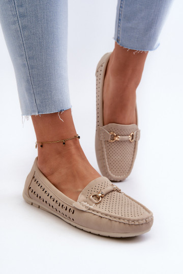 Mocassins ajourés pour femmes avec ornements beiges Kaydance