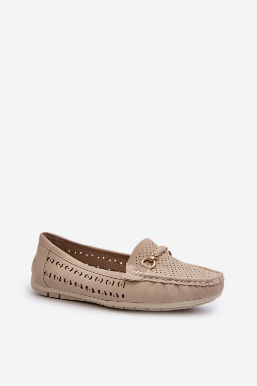 Mocassins ajourés pour femmes avec ornements beiges Kaydance