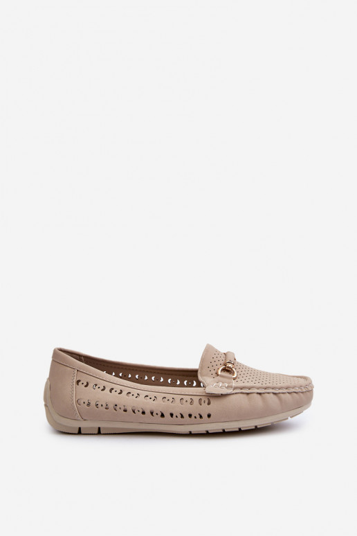 Mocassins ajourés pour femmes avec ornements beiges Kaydance
