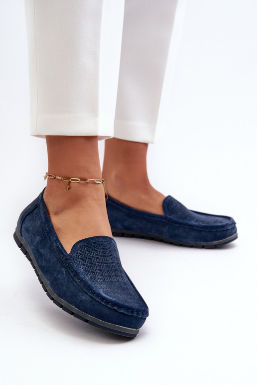 Mocassins en daim couleur bleu foncé S.Barski LR755