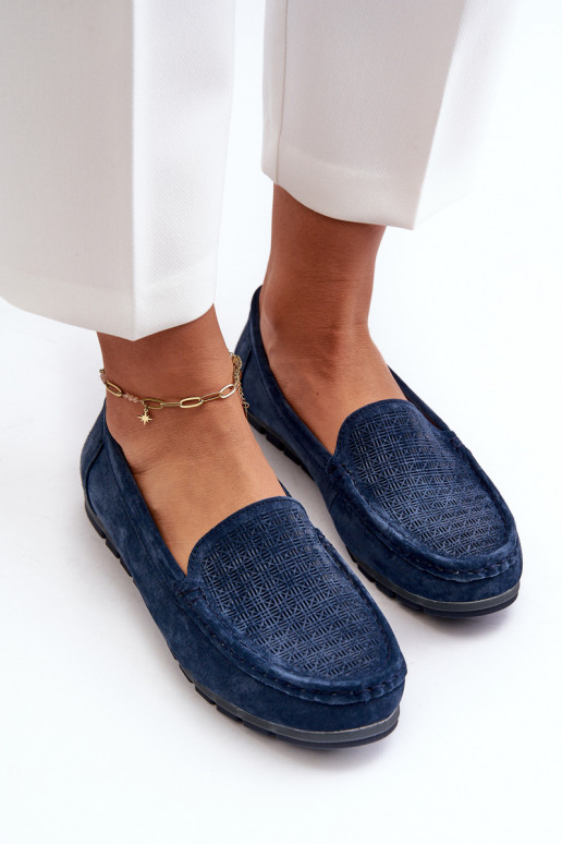 Mocassins en daim couleur bleu foncé S.Barski LR755
