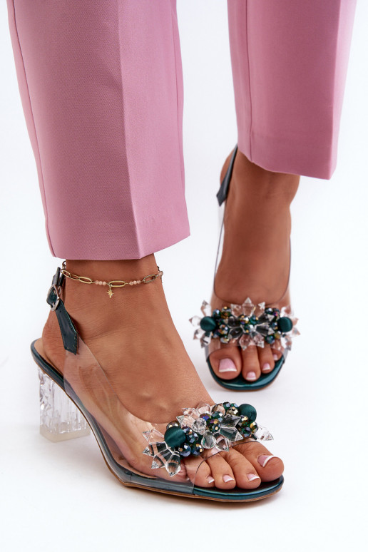 sandales Perregimi à talons avec de beaux détails de couleur verte D&A MR38-D1