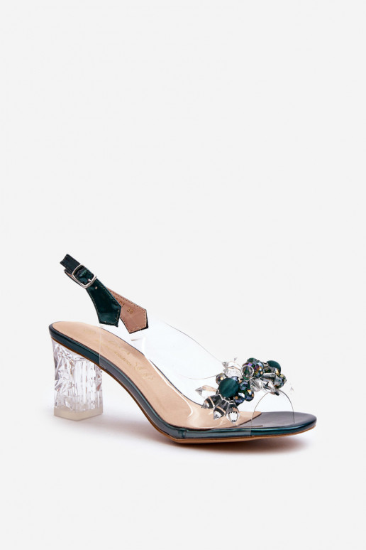 sandales Perregimi à talons avec de beaux détails de couleur verte D&A MR38-D1