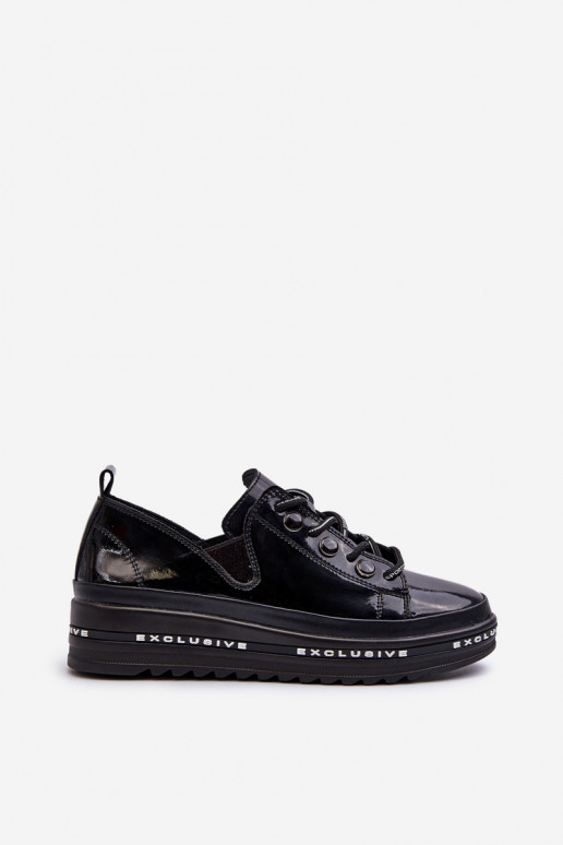 Chaussures à lacets avec plateforme en cuir naturel S.Barski LR620 couleur noir