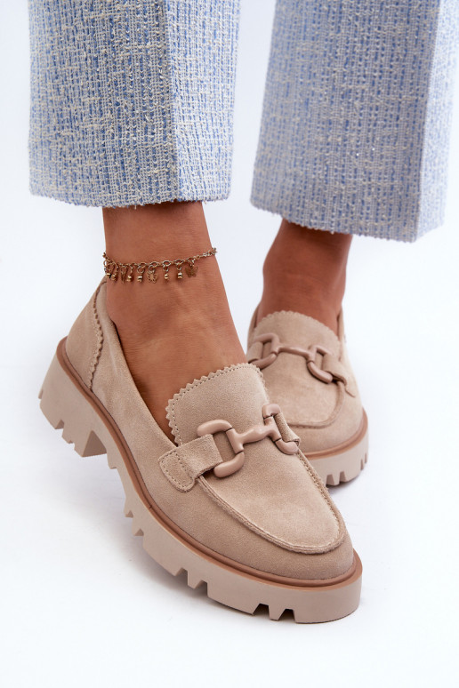 Mocassins en daim avec ornements D&A TW117 beige