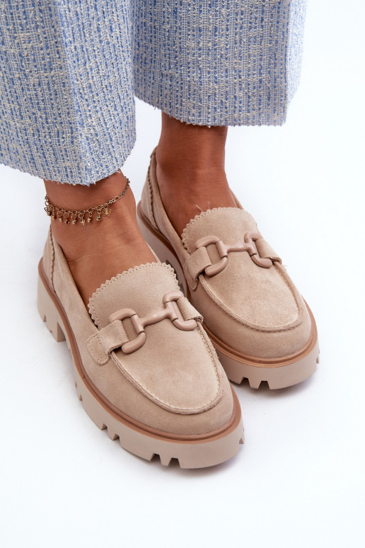 Wildledermokassins mit Ornamenten D&A TW117 beige