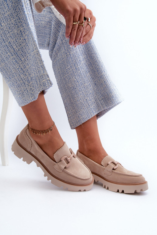 Mocassins en daim avec ornements D&A TW117 beige