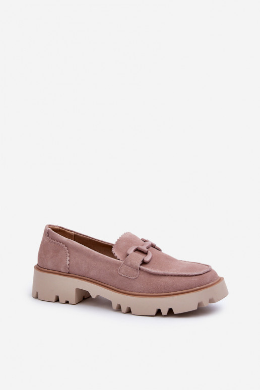 Suède mocassins met ornamenten D&A TW117 roze
