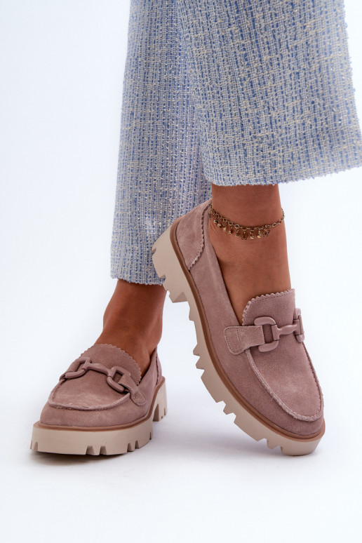 Mocassins en daim avec ornements D&A TW117 rose