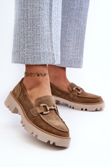 Suède mocassins met ornamenten D&A TW117 bruin