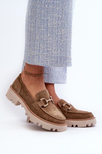 Suède mocassins met ornamenten D&A TW117 bruin 2