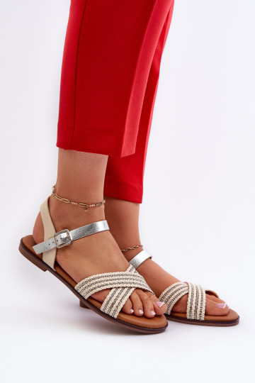 Platte sandalen voor dames S.Barski MY923 beige kleur 2