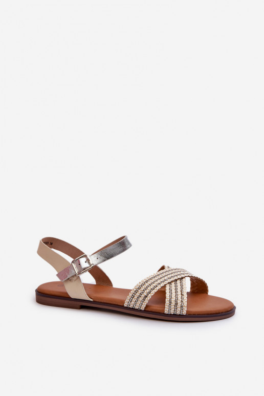 Flache Sandalen für Damen S.Barski MY923 beige Farbe