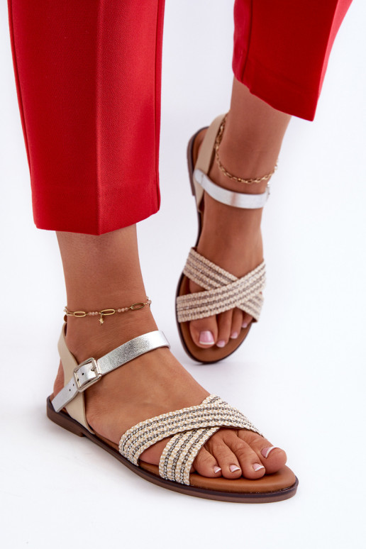 Flache Sandalen für Damen S.Barski MY923 beige Farbe