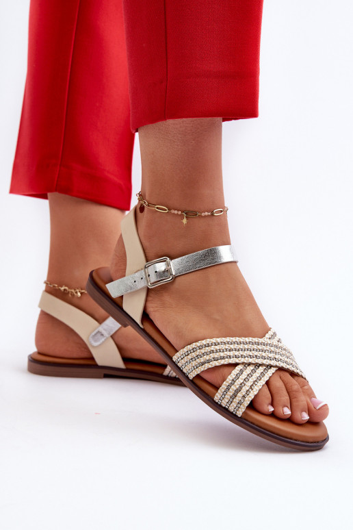 Flache Sandalen für Damen S.Barski MY923 beige Farbe