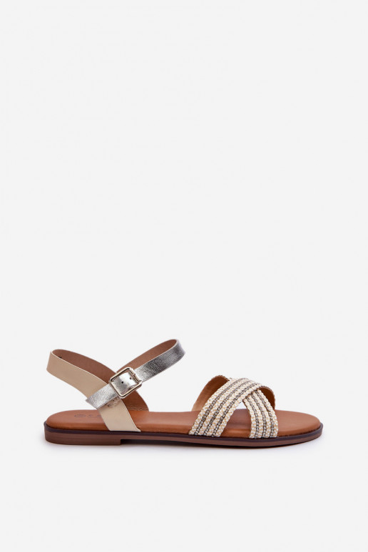 Flache Sandalen für Damen S.Barski MY923 beige Farbe