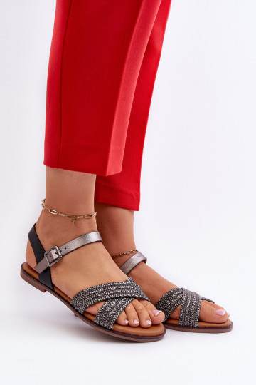 Platte sandalen voor dames S.Barski MY923 zwarte kleur 2
