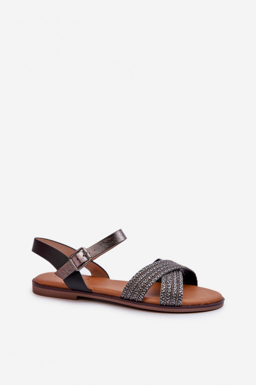 Sandales plates pour femme S.Barski MY923 couleur noir