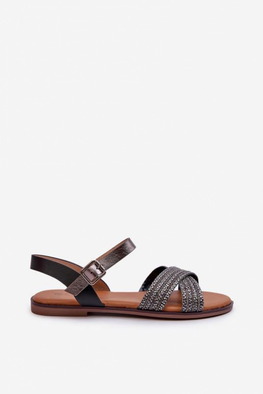 Sandales plates pour femme S.Barski MY923 couleur noir