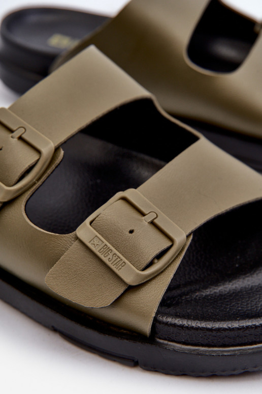 Lichte herenpantoffels met gespen Big Star NN174592 kaki kleur