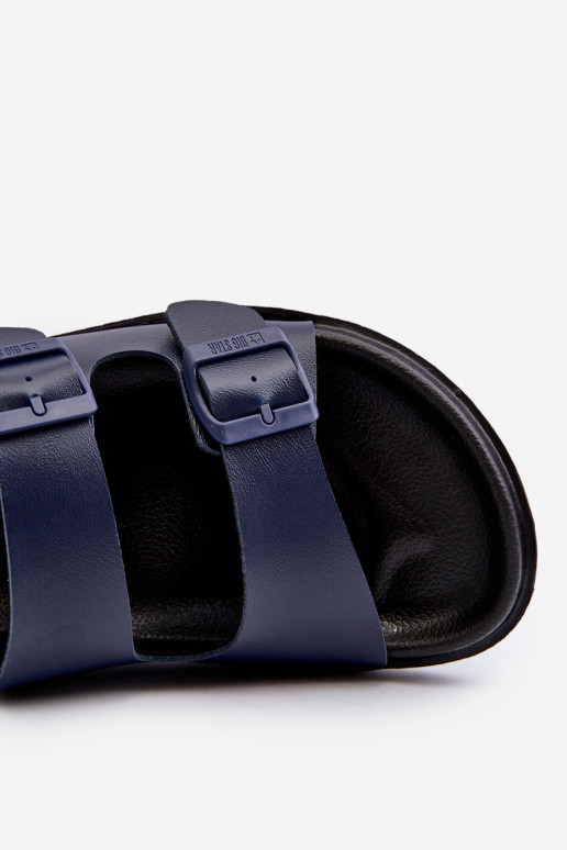 Leichte Herrenhausschuhe mit Schnallen Big Star NN174593 dunkelblau