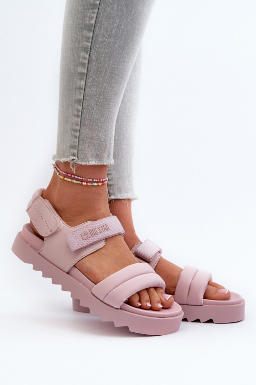Damessandalen met platform Big Star NN274753 roze kleur Damessandalen met platform Big Star NN274753 roze kleur