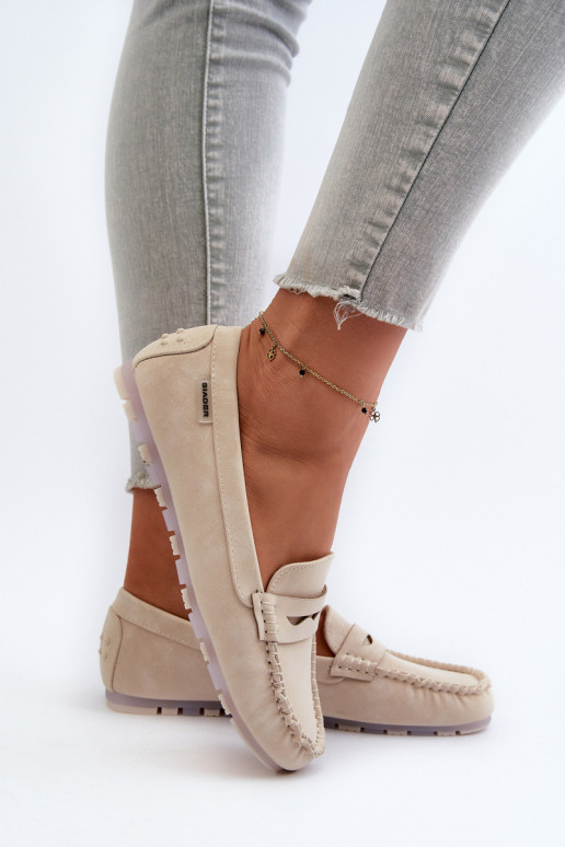 Damenmokassins aus Öko-Leder in der Elfenbeinfarbe Celoria