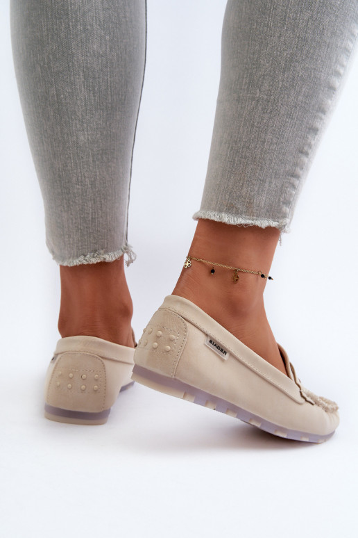 Damenmokassins aus Öko-Leder in der Elfenbeinfarbe Celoria