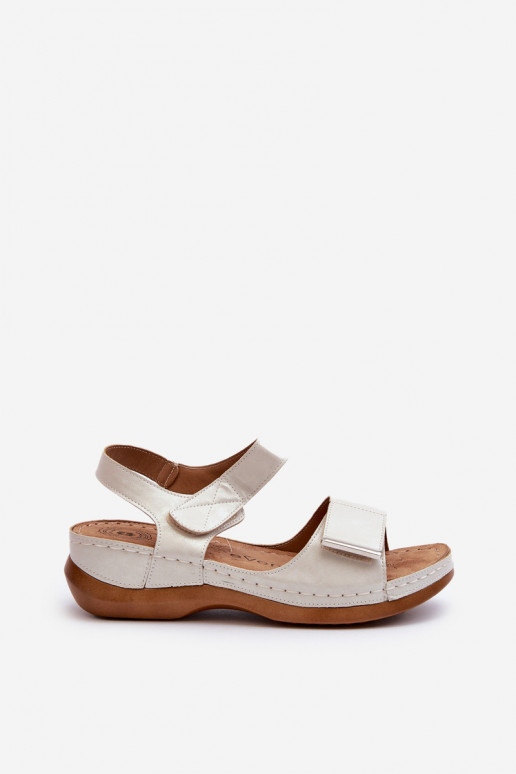 Sandales confortables pour femme avec attaches adhésives de couleur argent Iphiope