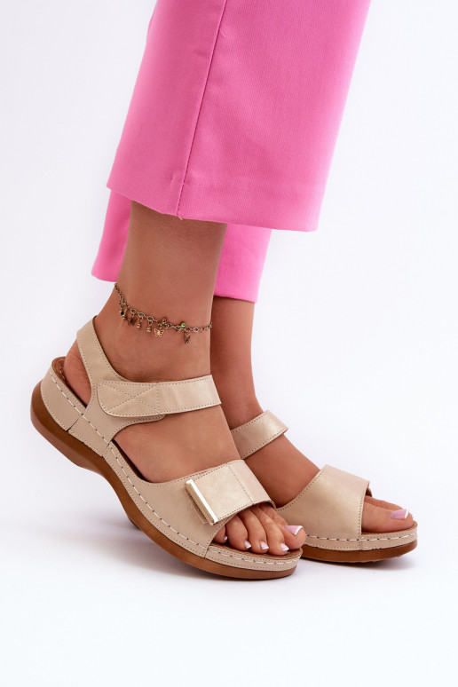 Bequeme Sandalen für Damen mit Klebeverschlüssen beige Iphiope