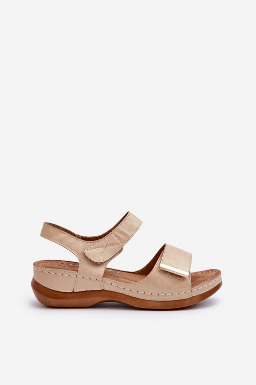 Sandales confortables pour femme à attaches adhésives beige Iphiope